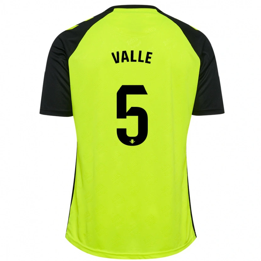 Danxen Mænd María Valle López #5 Fluorescerende Gul Sort Udebane Spillertrøjer 2024/25 Trøje T-Shirt