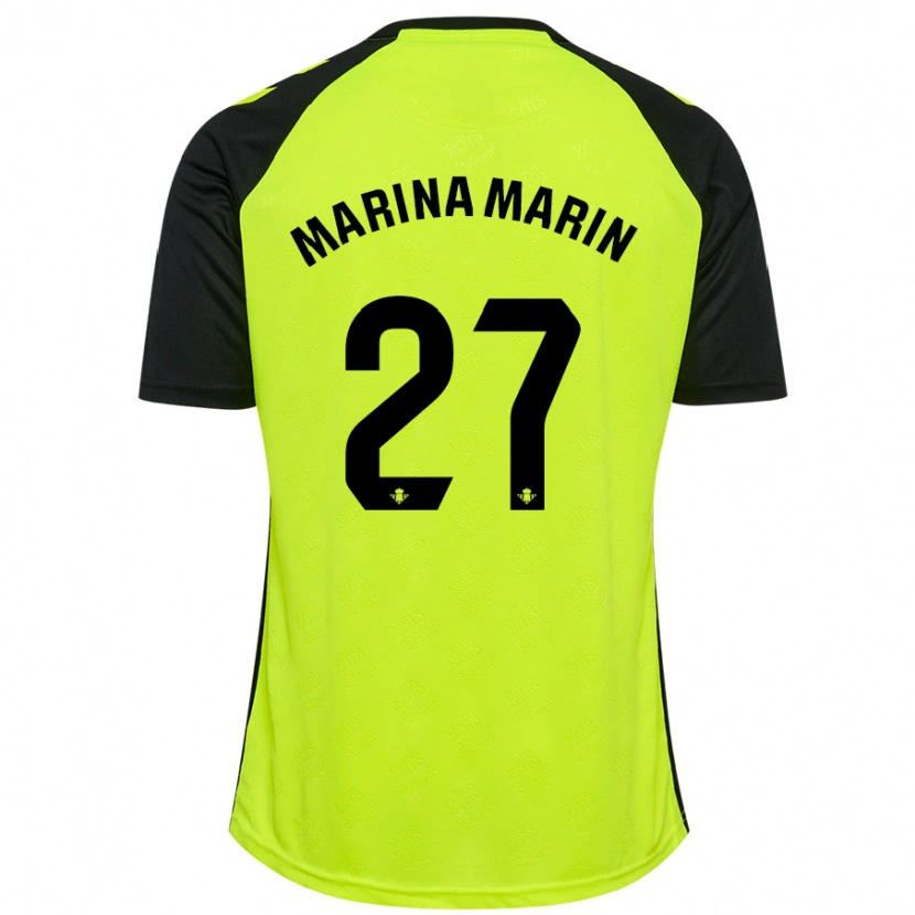 Danxen Mænd Marina Marín #27 Fluorescerende Gul Sort Udebane Spillertrøjer 2024/25 Trøje T-Shirt