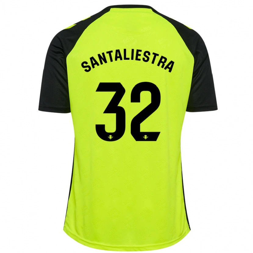 Danxen Mænd Carla Santaliestra #32 Fluorescerende Gul Sort Udebane Spillertrøjer 2024/25 Trøje T-Shirt