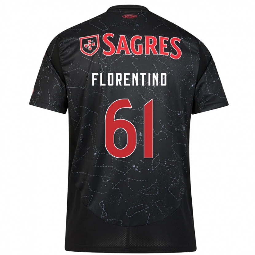 Danxen Mænd Florentino #61 Sort Rød Udebane Spillertrøjer 2024/25 Trøje T-Shirt