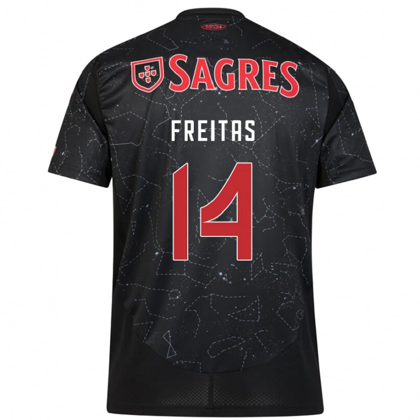 Danxen Mænd Tiago Freitas #14 Sort Rød Udebane Spillertrøjer 2024/25 Trøje T-Shirt