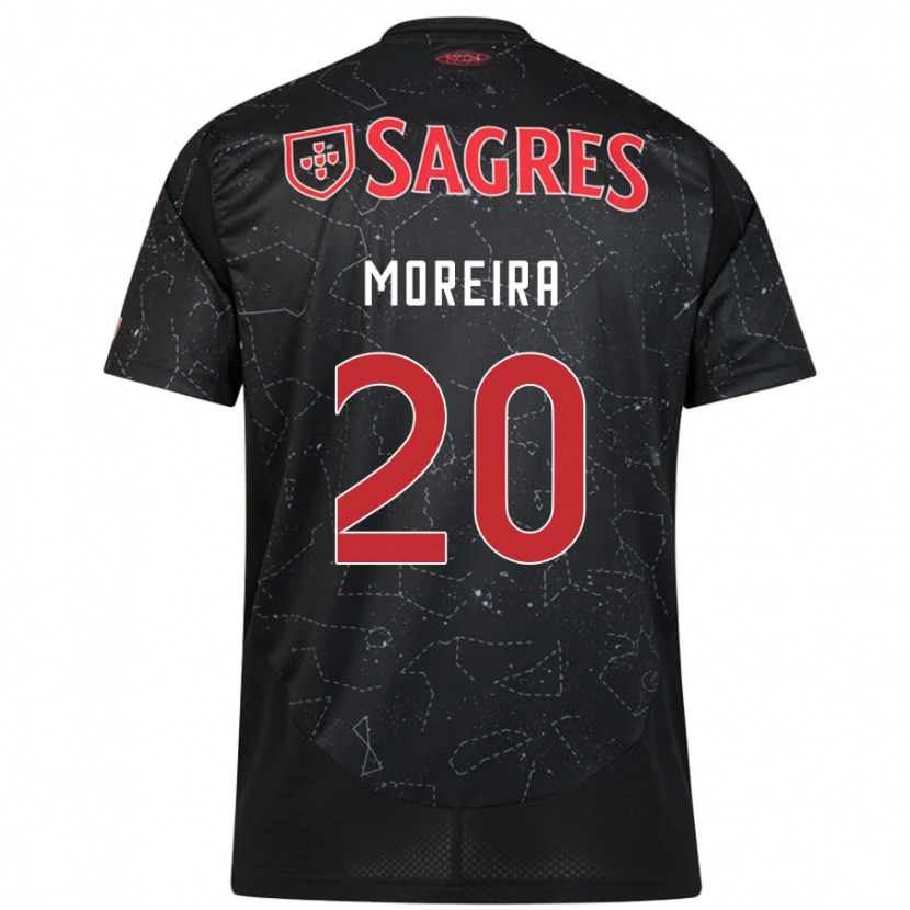 Danxen Mænd André Moreira #20 Sort Rød Udebane Spillertrøjer 2024/25 Trøje T-Shirt