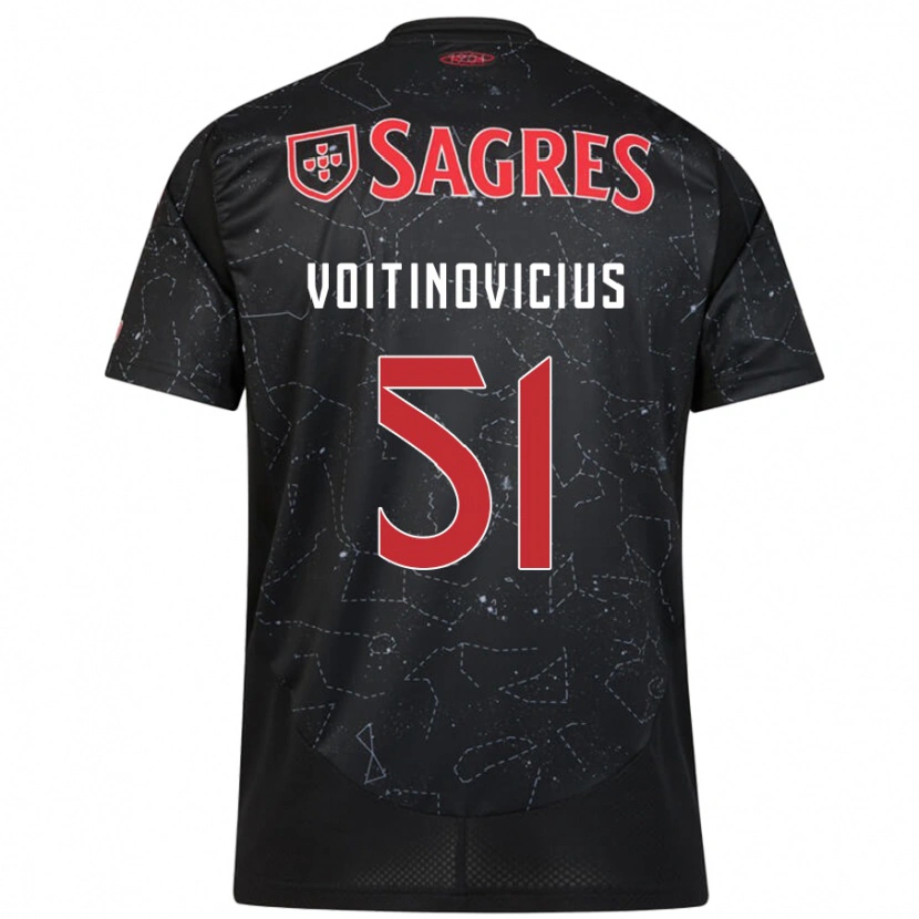 Danxen Mænd Arnas Voitinovicius #51 Sort Rød Udebane Spillertrøjer 2024/25 Trøje T-Shirt
