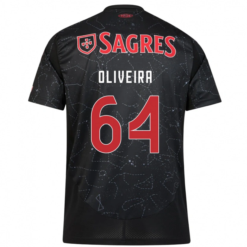 Danxen Mænd Gonçalo Oliveira #64 Sort Rød Udebane Spillertrøjer 2024/25 Trøje T-Shirt
