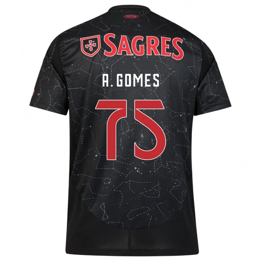 Danxen Mænd André Gomes #75 Sort Rød Udebane Spillertrøjer 2024/25 Trøje T-Shirt