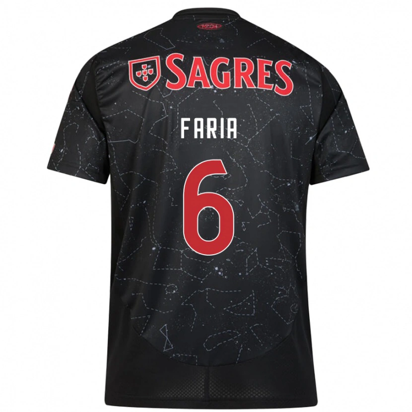 Danxen Mænd Andreia Faria #6 Sort Rød Udebane Spillertrøjer 2024/25 Trøje T-Shirt