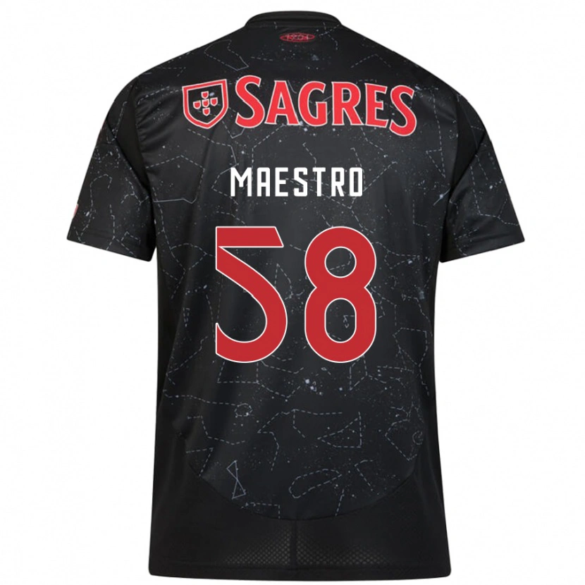 Danxen Mænd Maestro #58 Sort Rød Udebane Spillertrøjer 2024/25 Trøje T-Shirt