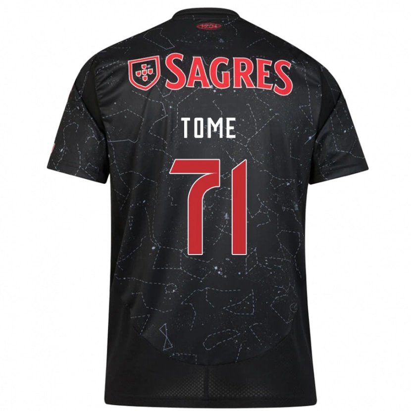 Danxen Mænd João Tomé #71 Sort Rød Udebane Spillertrøjer 2024/25 Trøje T-Shirt