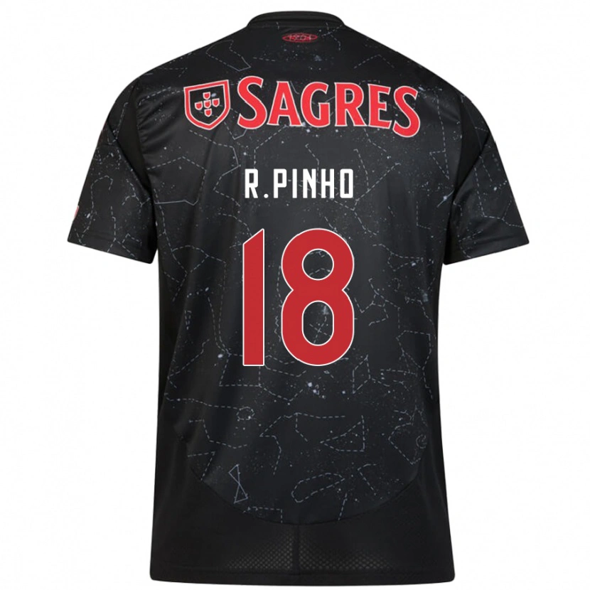 Danxen Mænd Rodrigo Pinho #18 Sort Rød Udebane Spillertrøjer 2024/25 Trøje T-Shirt