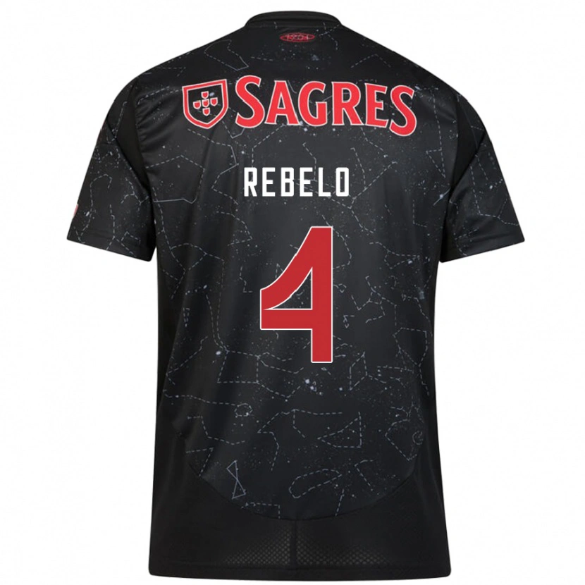 Danxen Mænd Silvia Rebelo #4 Sort Rød Udebane Spillertrøjer 2024/25 Trøje T-Shirt