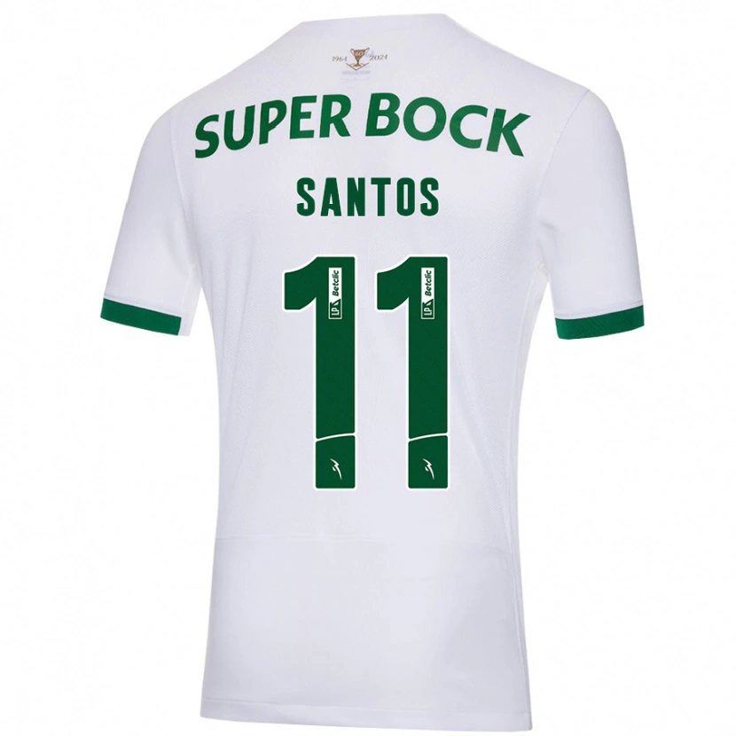 Danxen Mænd Nuno Santos #11 Hvid Grøn Udebane Spillertrøjer 2024/25 Trøje T-Shirt