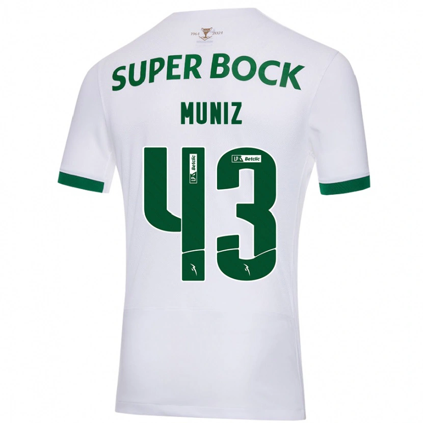 Danxen Mænd João Muniz #43 Hvid Grøn Udebane Spillertrøjer 2024/25 Trøje T-Shirt