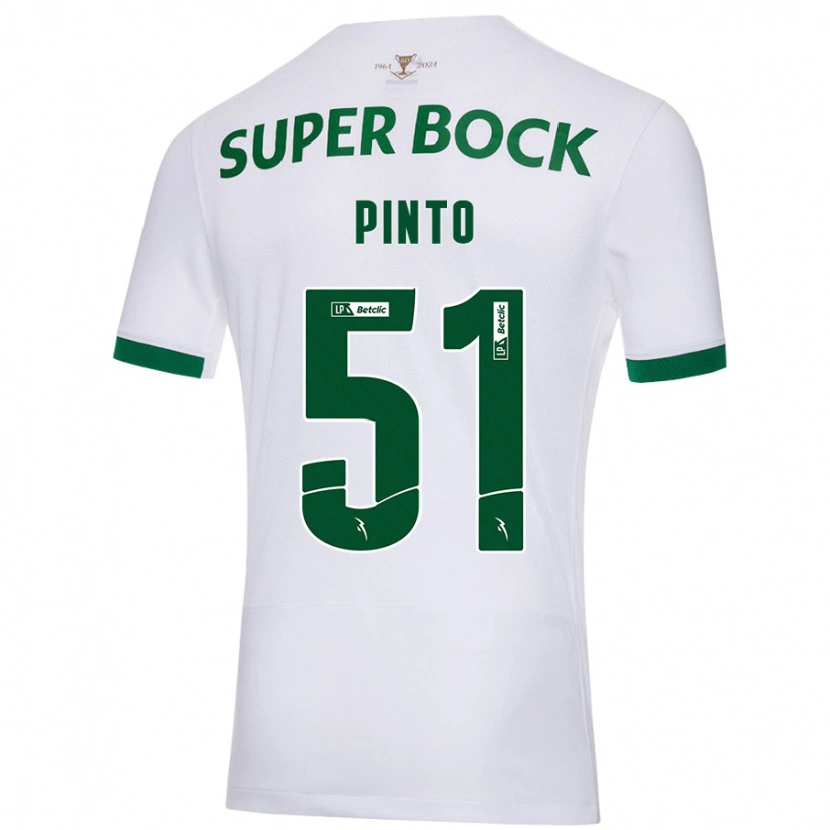 Danxen Mænd Diogo Pinto #51 Hvid Grøn Udebane Spillertrøjer 2024/25 Trøje T-Shirt
