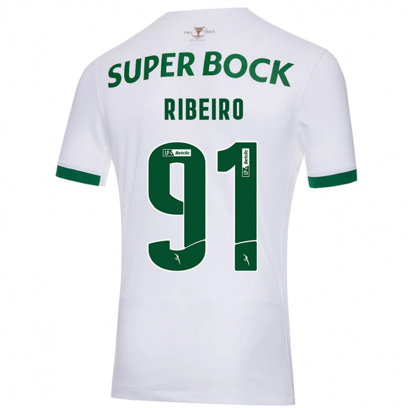 Danxen Mænd Rodrigo Ribeiro #91 Hvid Grøn Udebane Spillertrøjer 2024/25 Trøje T-Shirt