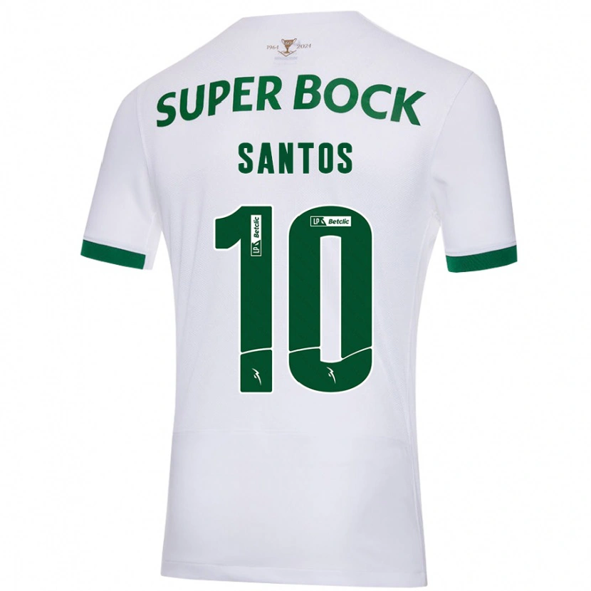 Danxen Mænd Guilherme Santos #10 Hvid Grøn Udebane Spillertrøjer 2024/25 Trøje T-Shirt