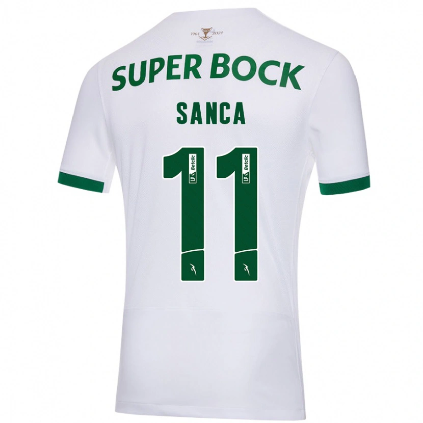 Danxen Mænd Pedro Sanca #11 Hvid Grøn Udebane Spillertrøjer 2024/25 Trøje T-Shirt
