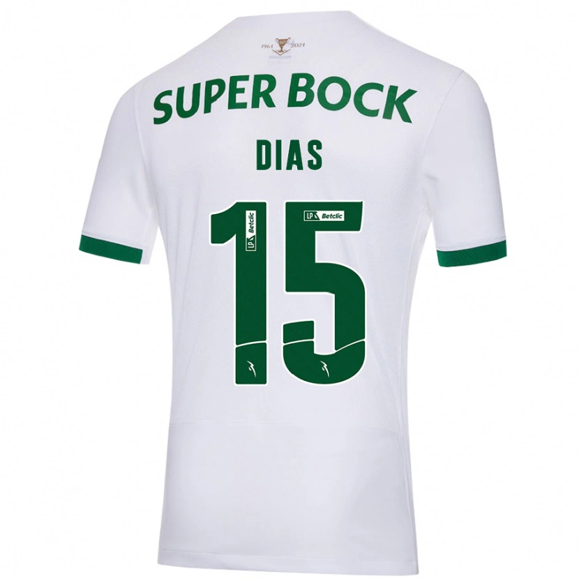 Danxen Mænd Rodrigo Dias #15 Hvid Grøn Udebane Spillertrøjer 2024/25 Trøje T-Shirt