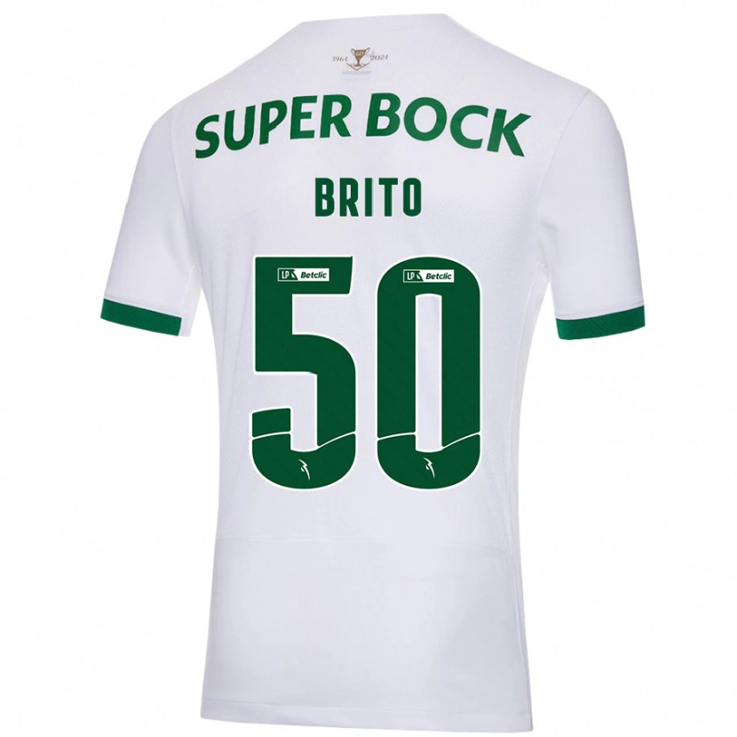 Danxen Mænd Alexandre Brito #50 Hvid Grøn Udebane Spillertrøjer 2024/25 Trøje T-Shirt