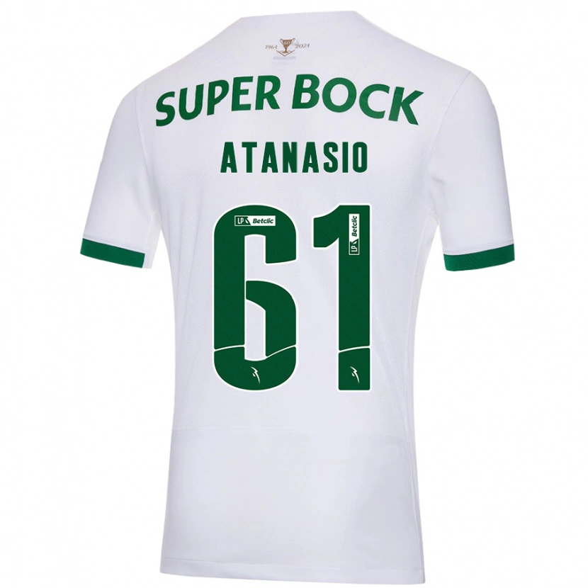 Danxen Mænd Atanásio #61 Hvid Grøn Udebane Spillertrøjer 2024/25 Trøje T-Shirt