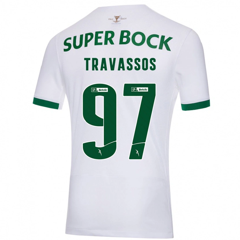 Danxen Mænd Travassos #97 Hvid Grøn Udebane Spillertrøjer 2024/25 Trøje T-Shirt