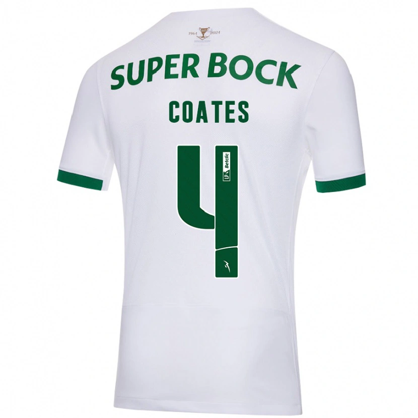 Danxen Mænd Sebastián Coates #4 Hvid Grøn Udebane Spillertrøjer 2024/25 Trøje T-Shirt
