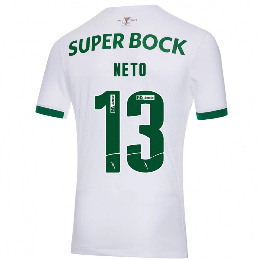 Danxen Mænd Luís Neto #13 Hvid Grøn Udebane Spillertrøjer 2024/25 Trøje T-Shirt