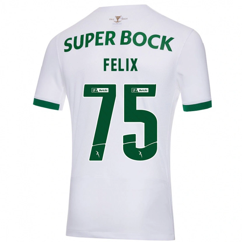 Danxen Mænd Vando Félix #75 Hvid Grøn Udebane Spillertrøjer 2024/25 Trøje T-Shirt