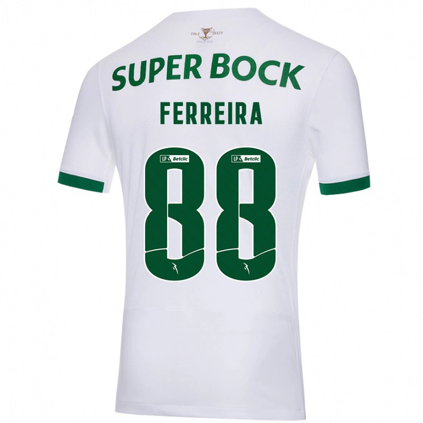 Danxen Mænd Tiago Ferreira #88 Hvid Grøn Udebane Spillertrøjer 2024/25 Trøje T-Shirt