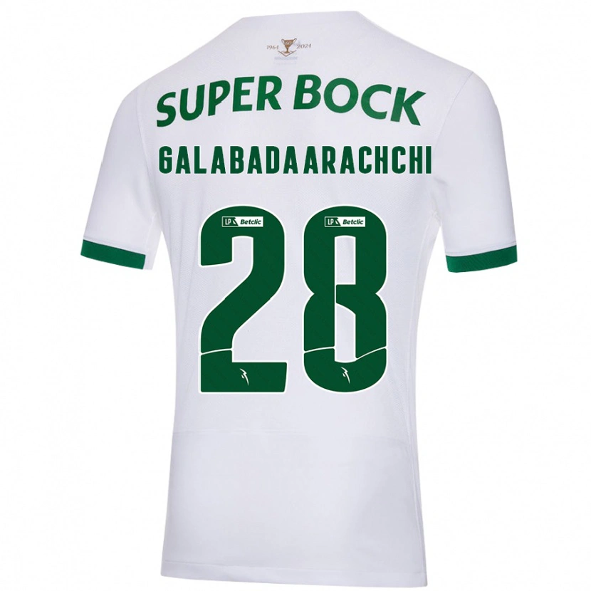Danxen Mænd Jacinta Galabadaarachchi #28 Hvid Grøn Udebane Spillertrøjer 2024/25 Trøje T-Shirt