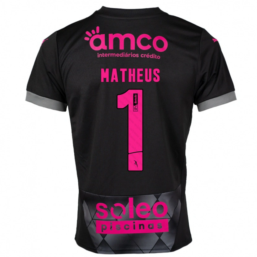 Danxen Mænd Matheus #1 Sort Pink Udebane Spillertrøjer 2024/25 Trøje T-Shirt