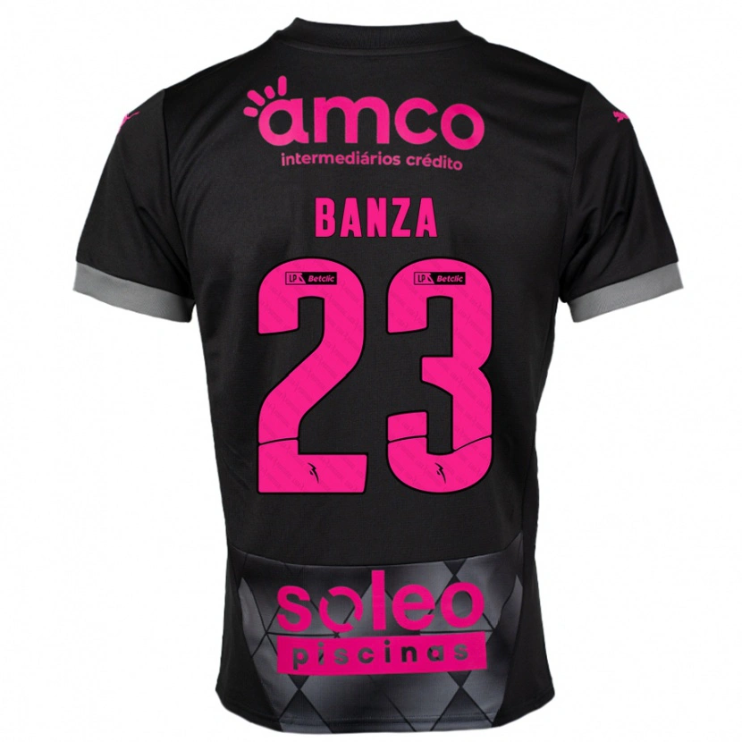 Danxen Mænd Simon Banza #23 Sort Pink Udebane Spillertrøjer 2024/25 Trøje T-Shirt