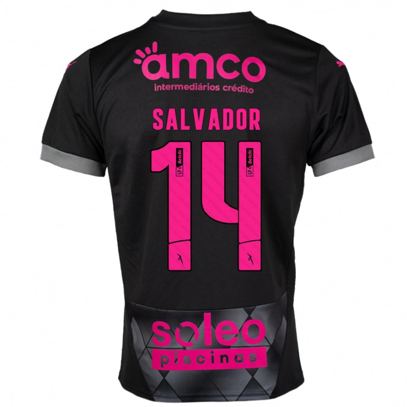 Danxen Mænd João Salvador #14 Sort Pink Udebane Spillertrøjer 2024/25 Trøje T-Shirt