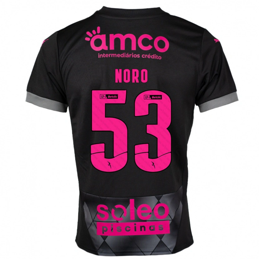 Danxen Mænd Jonatás Noro #53 Sort Pink Udebane Spillertrøjer 2024/25 Trøje T-Shirt