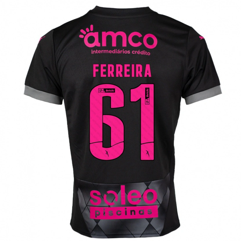 Danxen Mænd Tiago Ferreira #61 Sort Pink Udebane Spillertrøjer 2024/25 Trøje T-Shirt