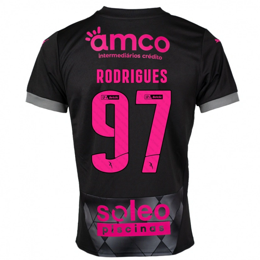 Danxen Mænd Dinis Rodrigues #97 Sort Pink Udebane Spillertrøjer 2024/25 Trøje T-Shirt