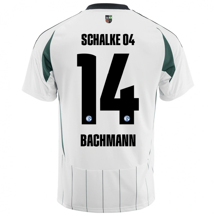 Danxen Mænd Janik Bachmann #14 Hvid Grøn Udebane Spillertrøjer 2024/25 Trøje T-Shirt