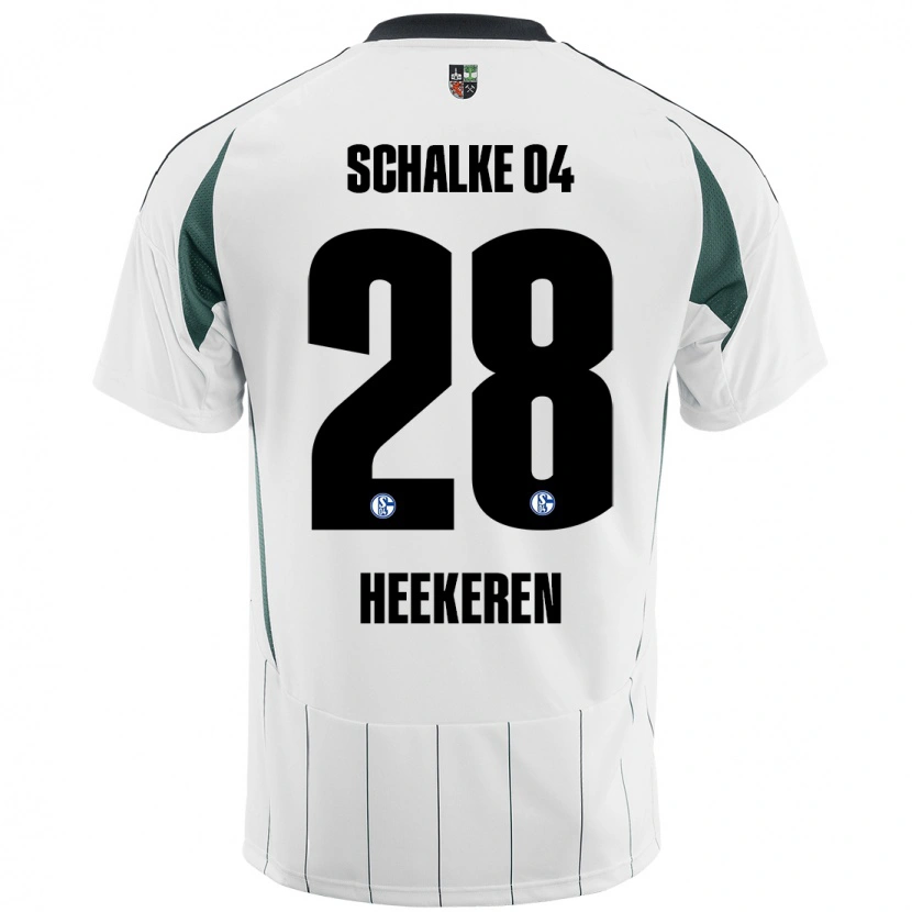 Danxen Mænd Justin Heekeren #28 Hvid Grøn Udebane Spillertrøjer 2024/25 Trøje T-Shirt