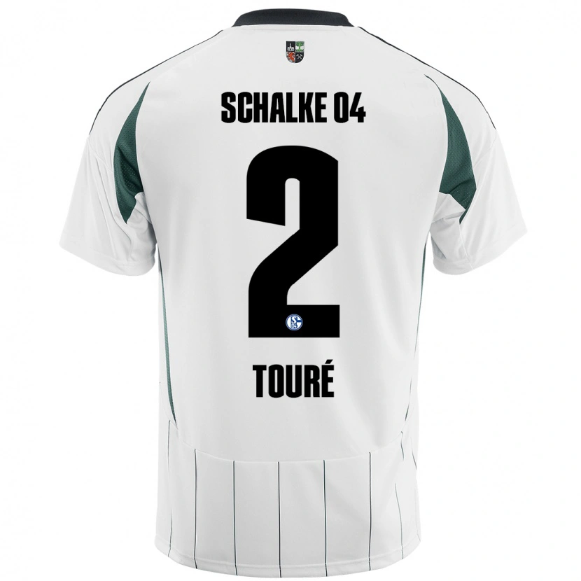 Danxen Mænd Tidiane Touré #2 Hvid Grøn Udebane Spillertrøjer 2024/25 Trøje T-Shirt
