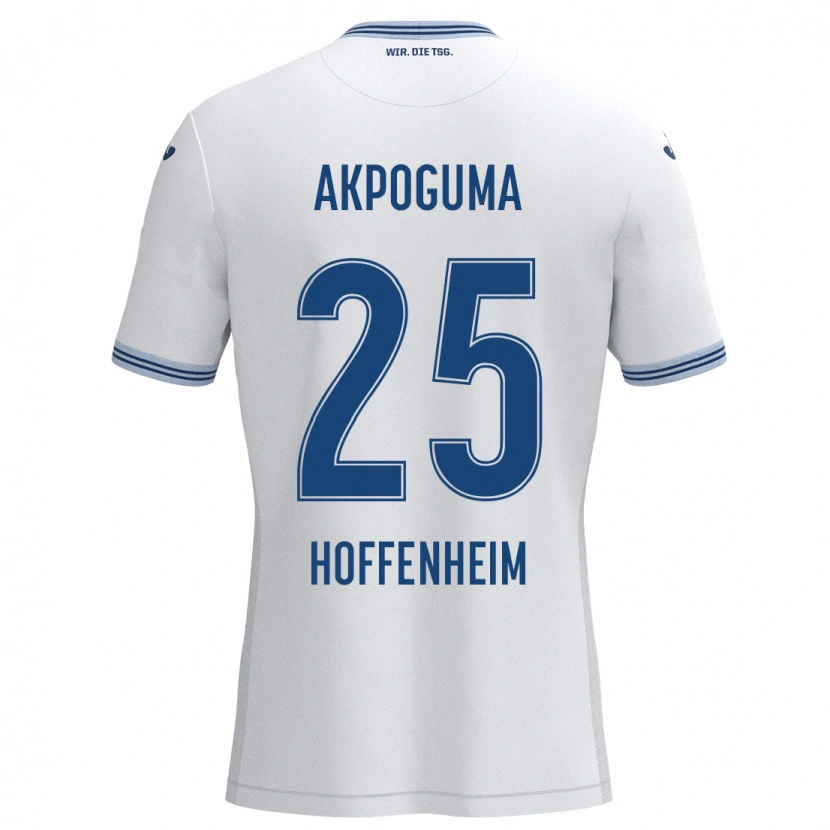 Danxen Mænd Kevin Akpoguma #25 Hvid Blå Udebane Spillertrøjer 2024/25 Trøje T-Shirt