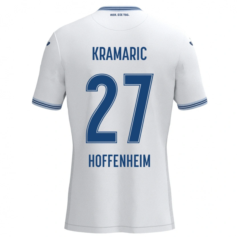 Danxen Mænd Andrej Kramaric #27 Hvid Blå Udebane Spillertrøjer 2024/25 Trøje T-Shirt