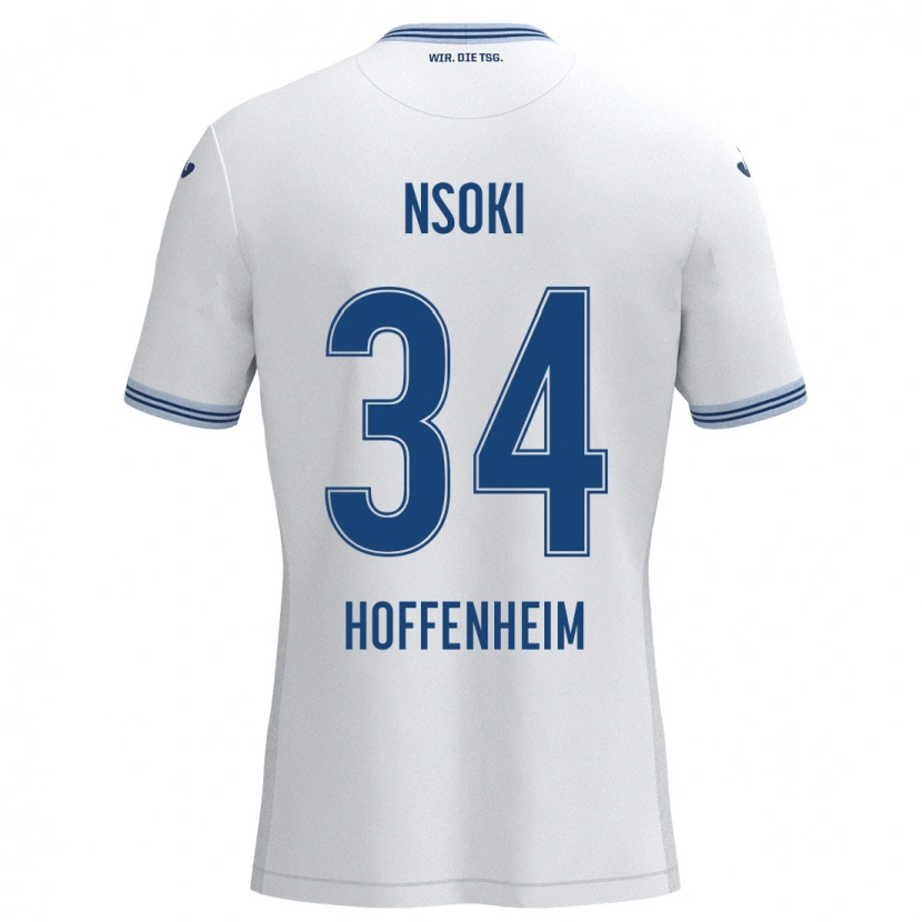 Danxen Mænd Stanley Nsoki #34 Hvid Blå Udebane Spillertrøjer 2024/25 Trøje T-Shirt