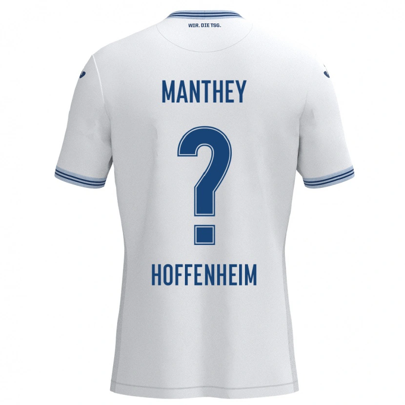 Danxen Mænd Kevin Manthey #0 Hvid Blå Udebane Spillertrøjer 2024/25 Trøje T-Shirt