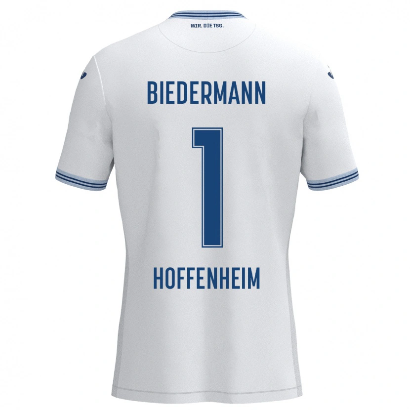 Danxen Mænd Nico Biedermann #1 Hvid Blå Udebane Spillertrøjer 2024/25 Trøje T-Shirt