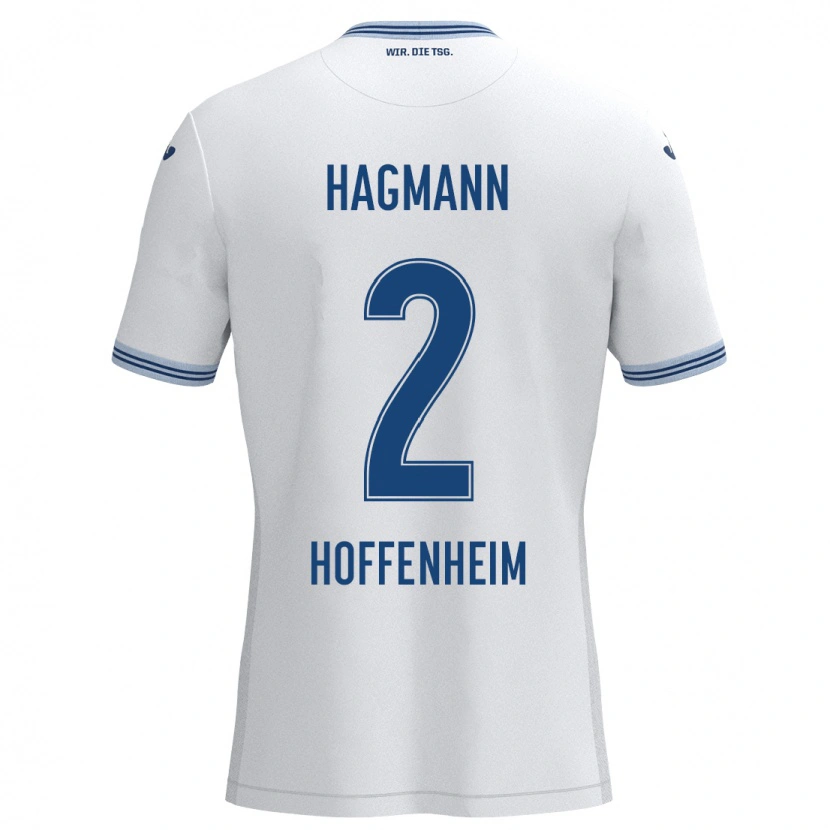 Danxen Mænd Felix Hagmann #2 Hvid Blå Udebane Spillertrøjer 2024/25 Trøje T-Shirt