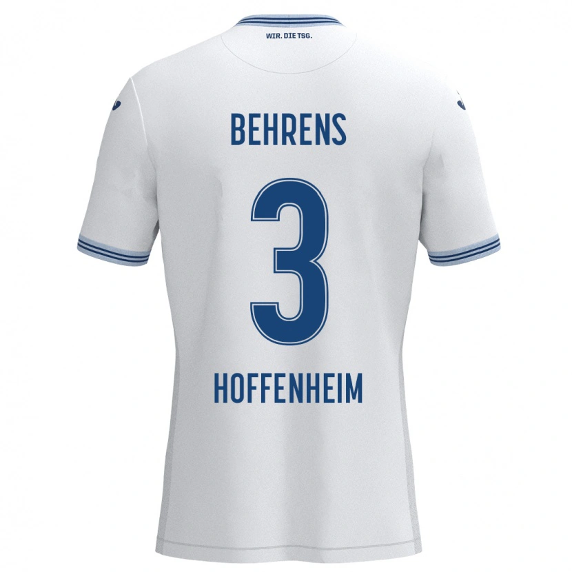 Danxen Mænd Hennes Behrens #3 Hvid Blå Udebane Spillertrøjer 2024/25 Trøje T-Shirt