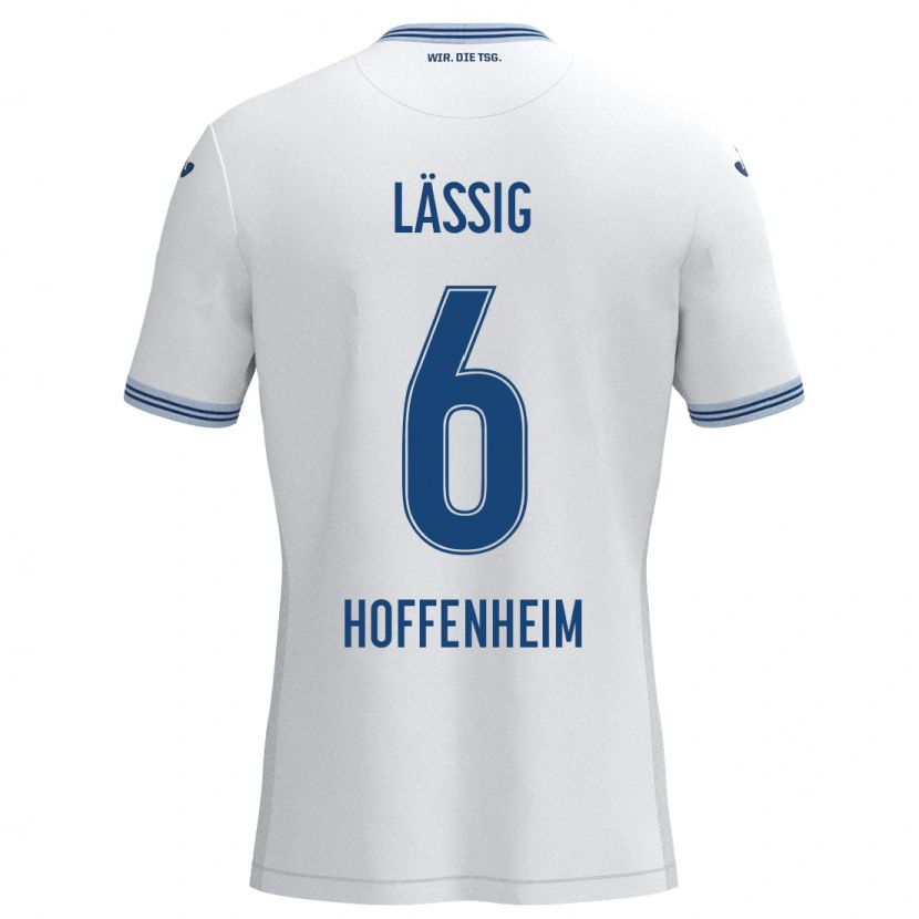 Danxen Mænd Valentin Lässig #6 Hvid Blå Udebane Spillertrøjer 2024/25 Trøje T-Shirt
