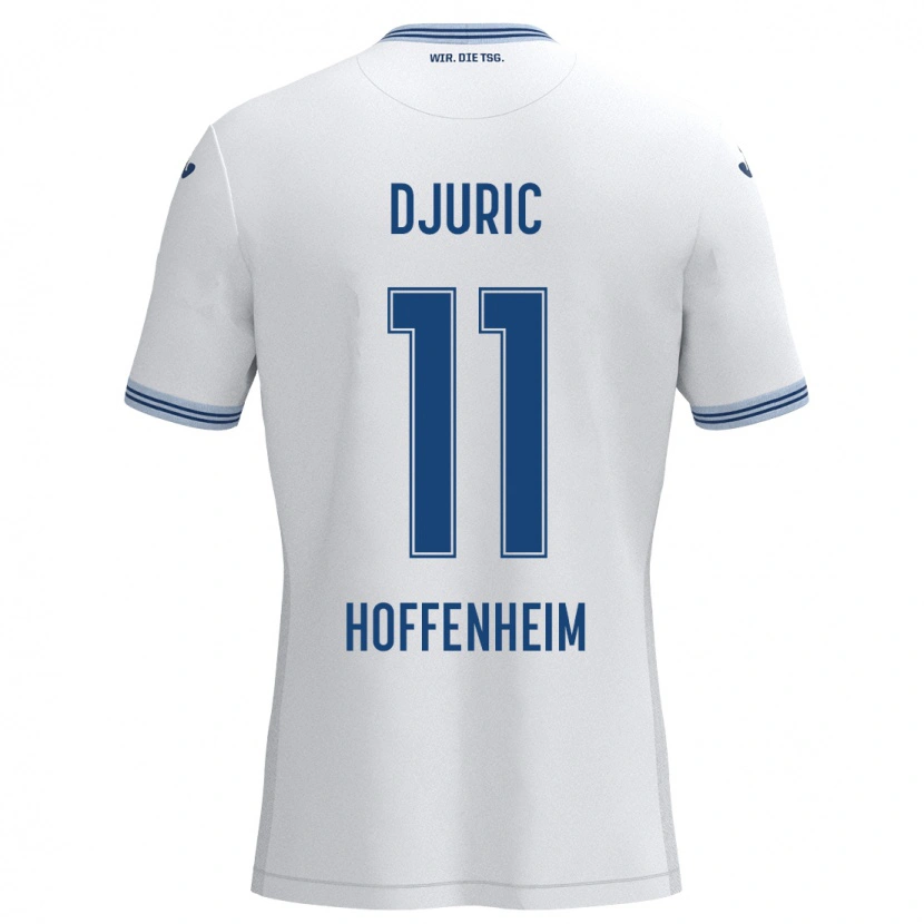 Danxen Mænd Luka Djuric #11 Hvid Blå Udebane Spillertrøjer 2024/25 Trøje T-Shirt