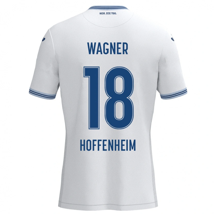 Danxen Mænd Ricardo Wagner #18 Hvid Blå Udebane Spillertrøjer 2024/25 Trøje T-Shirt