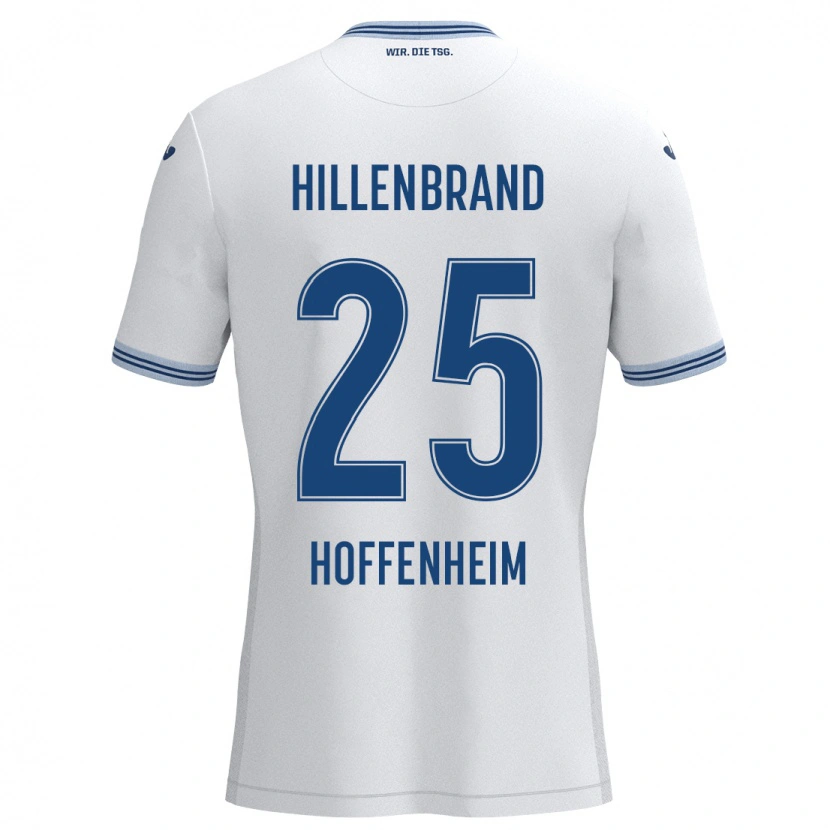 Danxen Mænd Jack Hillenbrand #25 Hvid Blå Udebane Spillertrøjer 2024/25 Trøje T-Shirt