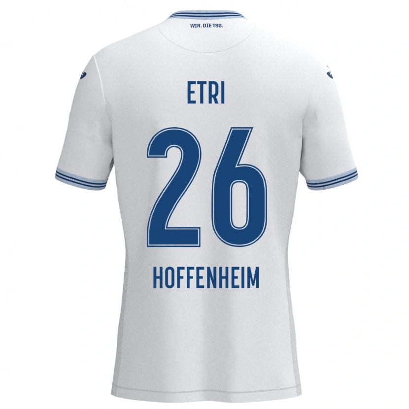 Danxen Mænd Ahmed Etri #26 Hvid Blå Udebane Spillertrøjer 2024/25 Trøje T-Shirt